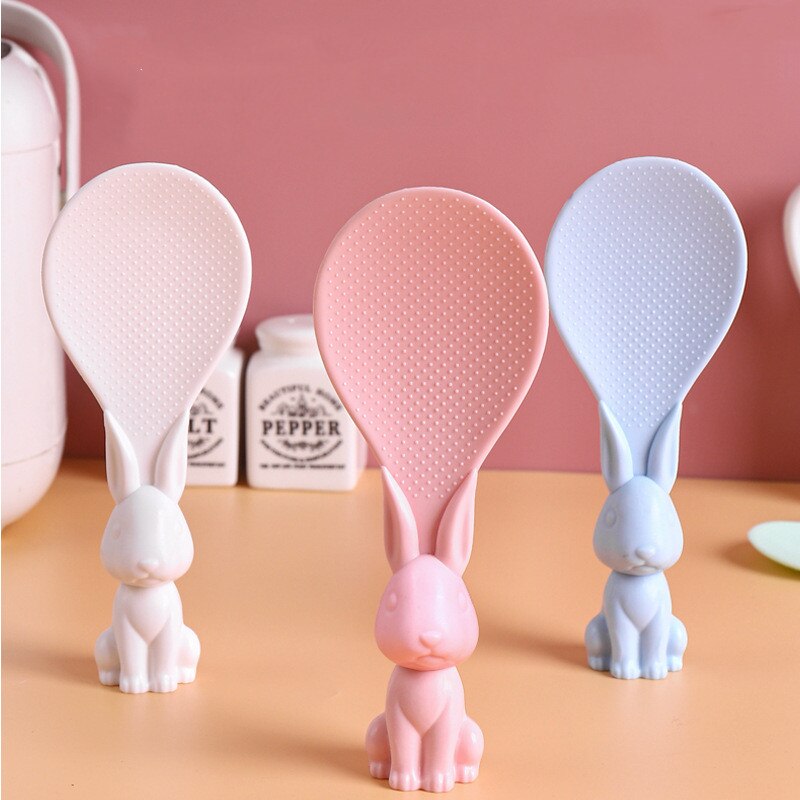Non-stick rice spoon Vertical rice spoon Cute bunny cute kitchen tools Wheat straw korea rice spoon various colors
