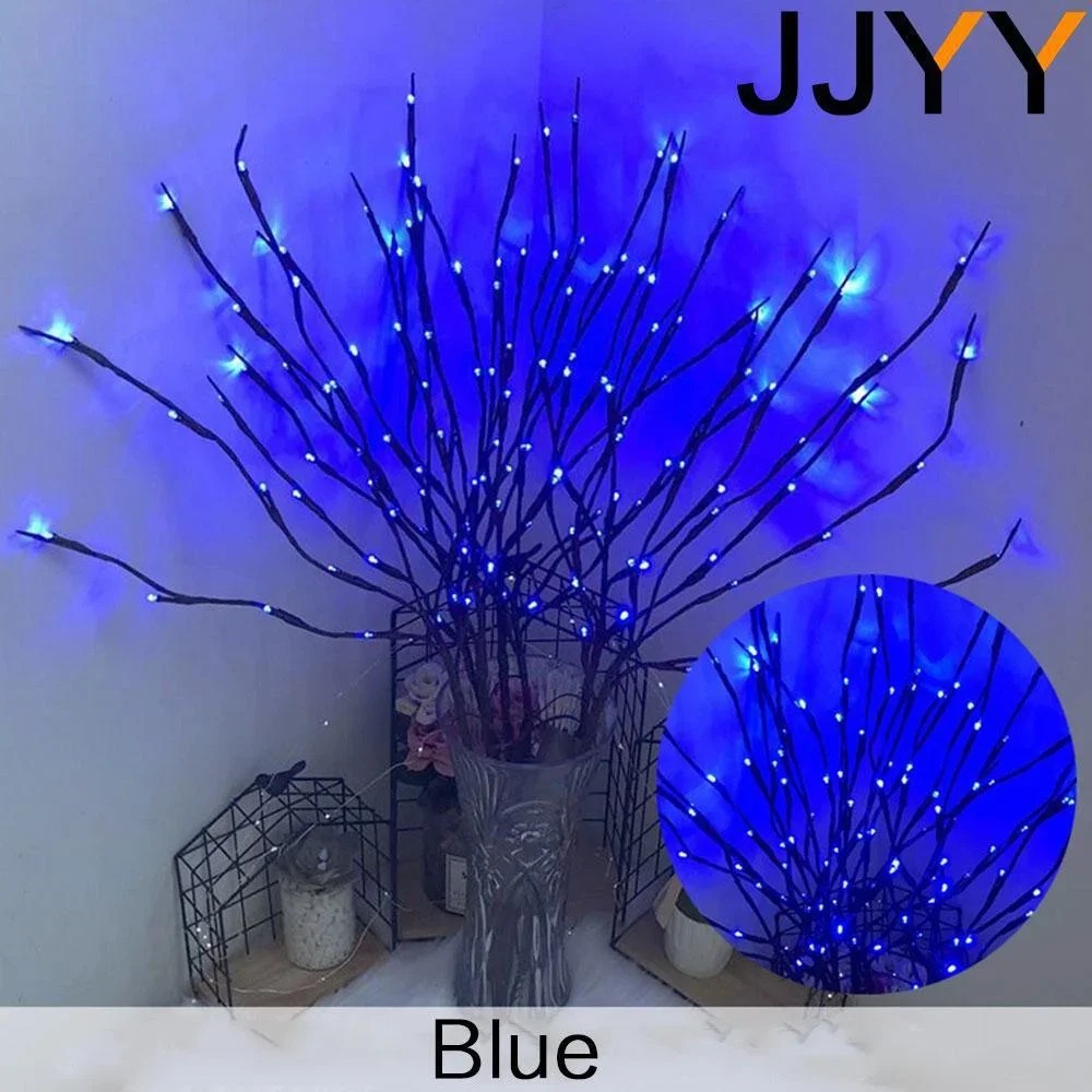Luces LED de rama brillantes, luces decorativas con pilas, adecuadas para decoración del hogar, bodas, fiestas, festivales, Navidad: Color zafiro profundo