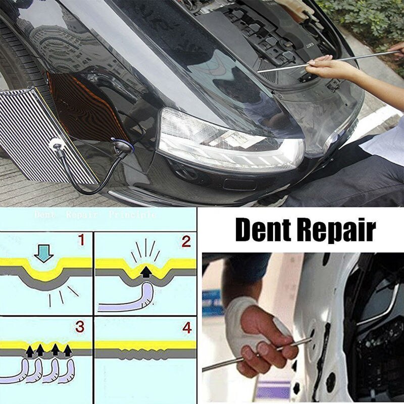 Verveloos Dent Repair Tool Rods Gereedschap Uitdeukstation Auto Uitdeuken (Met 8 Vervangbare Zachte Rubber Koppen)