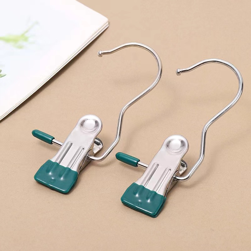 Pinzas para ropa de acero inoxidable, ganchos para colgar ropa, organizador de botas multiusos, perchas portátiles para almacenamiento en el hogar, 10 Uds.: Gris claro
