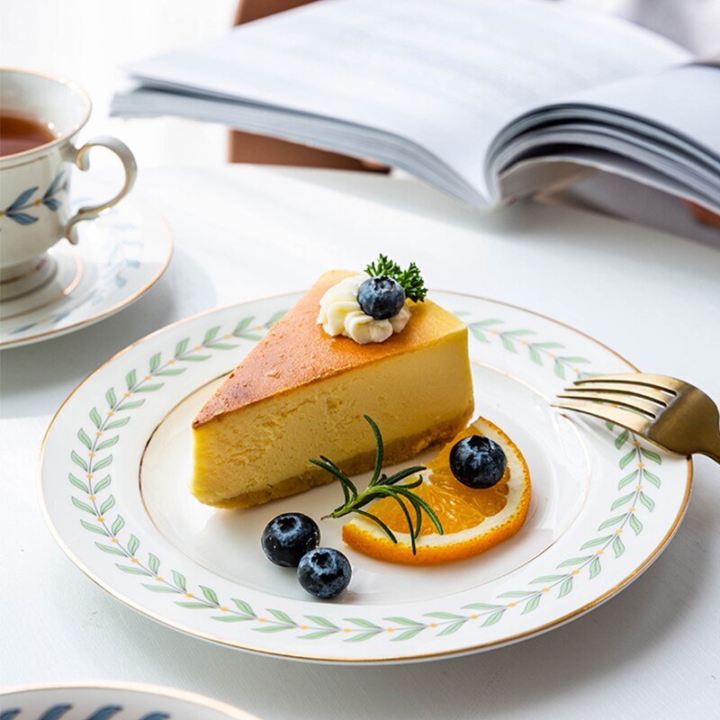 KINGLANG nowy liść obręczy złota ceramika płytki talerz hurtownia porcelany ryż salaterka deser ciasto danie