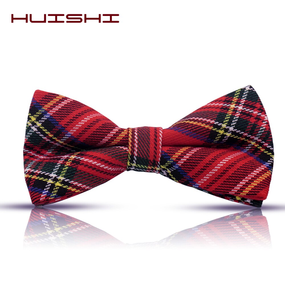 Huishi rutig fluga lyx herr pläd bågar slips justerbar bröllopsfest bowtie för män polyester rut fjäril bowties