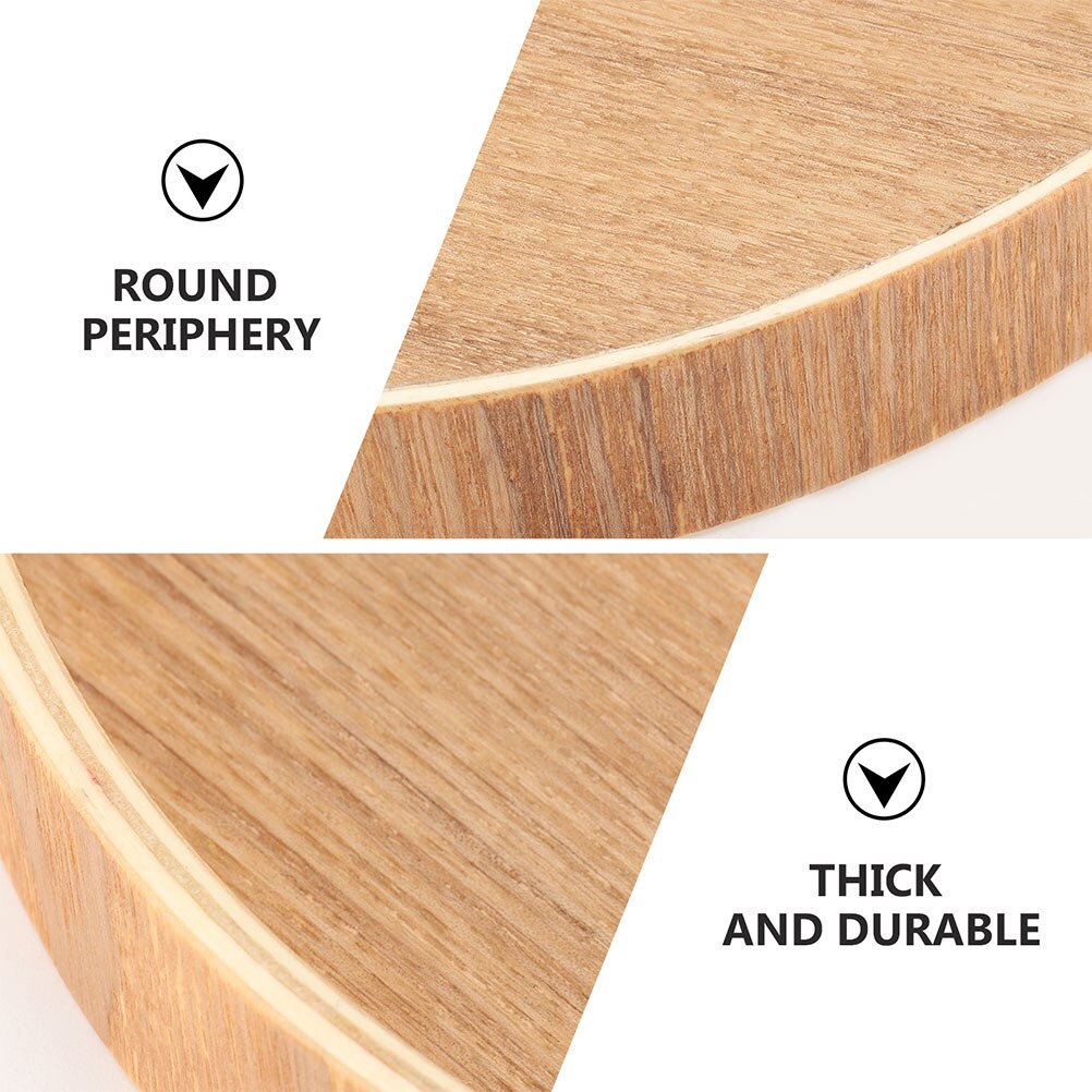 1Pc Wood Tray Round Shape Tray Fruit Plate Cup Plate Service Plate (Light Brown)
