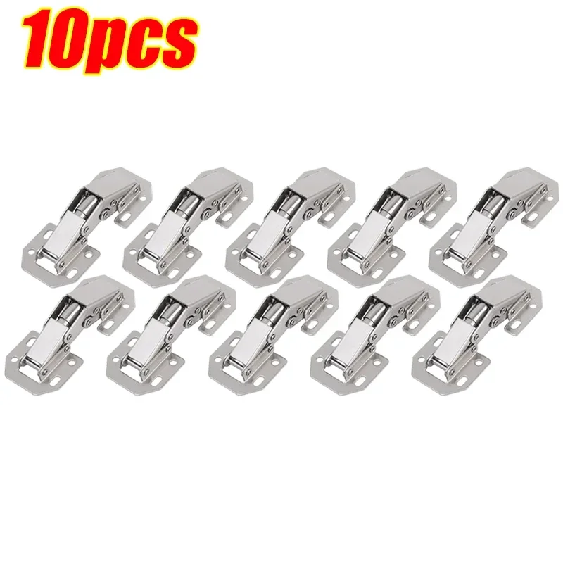 12-2PCS Stainless Steel Cabinet Hinges 90 Degree No-Drilling Hole Cupboard Door Soft Close Hinges Furniture Hardware Accessories: Gold