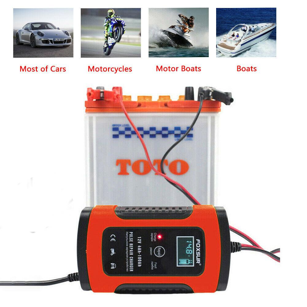 Beesclover Car Battery Charger 12V 5A Lcd Intelligente Auto Motorfiets Pulse Reparatie Batterij Lader Polariteit Bescherming R60