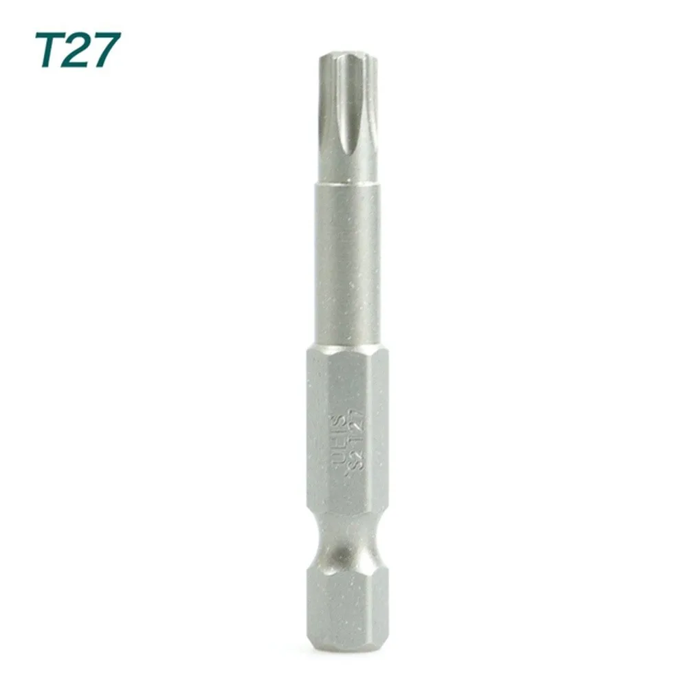 50mm torx skruetrækker bits med hul  t5, t6, t7, t15 t20 t25 t27 t30 1/4 tommer sekskantet skaft elektrisk skruetrækker stjerne bit sæt: T27