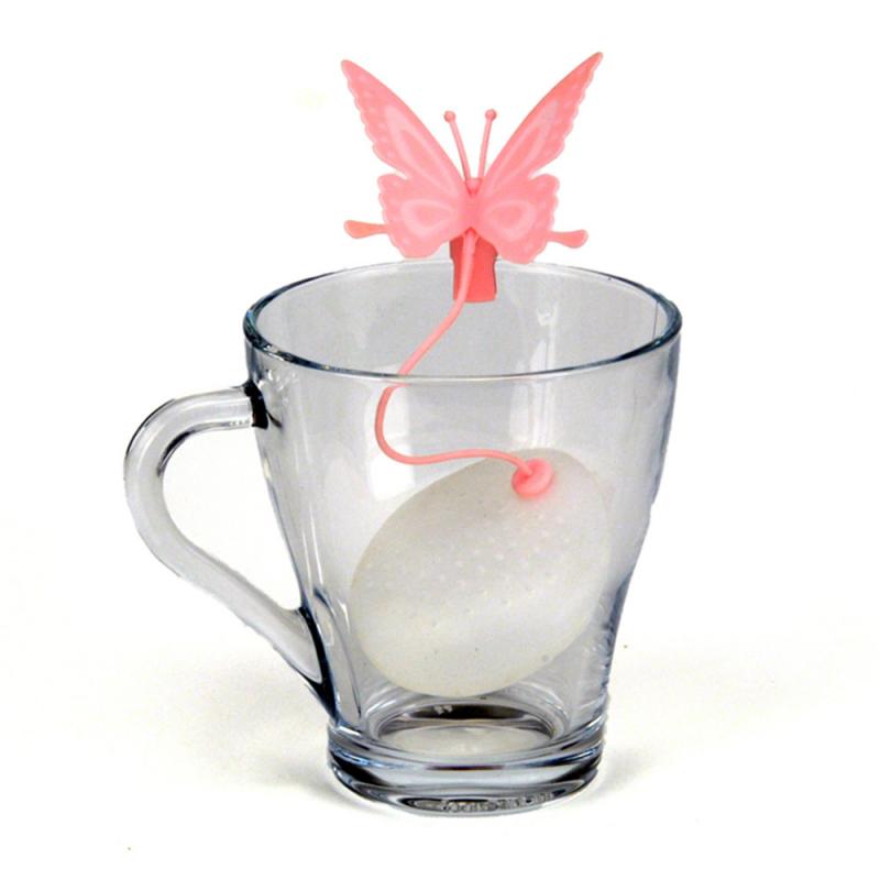 1/3 st fjärilsform tefiltersil kökstillbehör giftfritt återställbart silikon te infuser tepåse slumpmässig färg