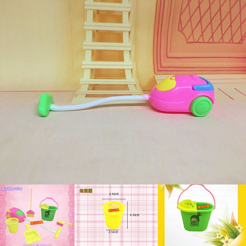 6Pcs/Set Home Furniture Furnishing Cleaning Cleaner Kit For Doll House Baby Girl Baby Puzzle Education Toy