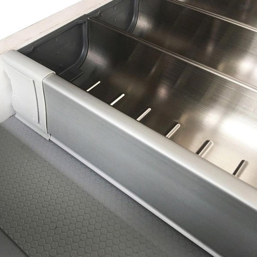 370-510mm skuffedeler hvite fjærbelastede utvidbare kjøkken soveromsarrangør oppbevaringsplate i aluminium