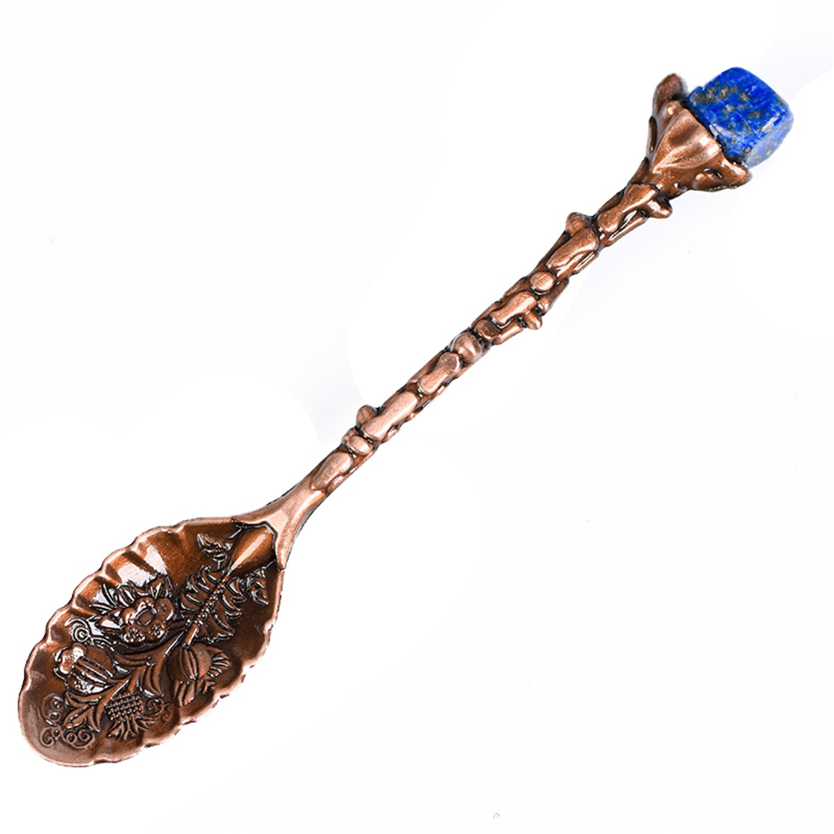 Crystal Head Spoon Dining Bar Vintage Royal Style Spoons Alloy Carved Leaf Mini Coffee Spoon Dessert Tea Home Decor: light yellow