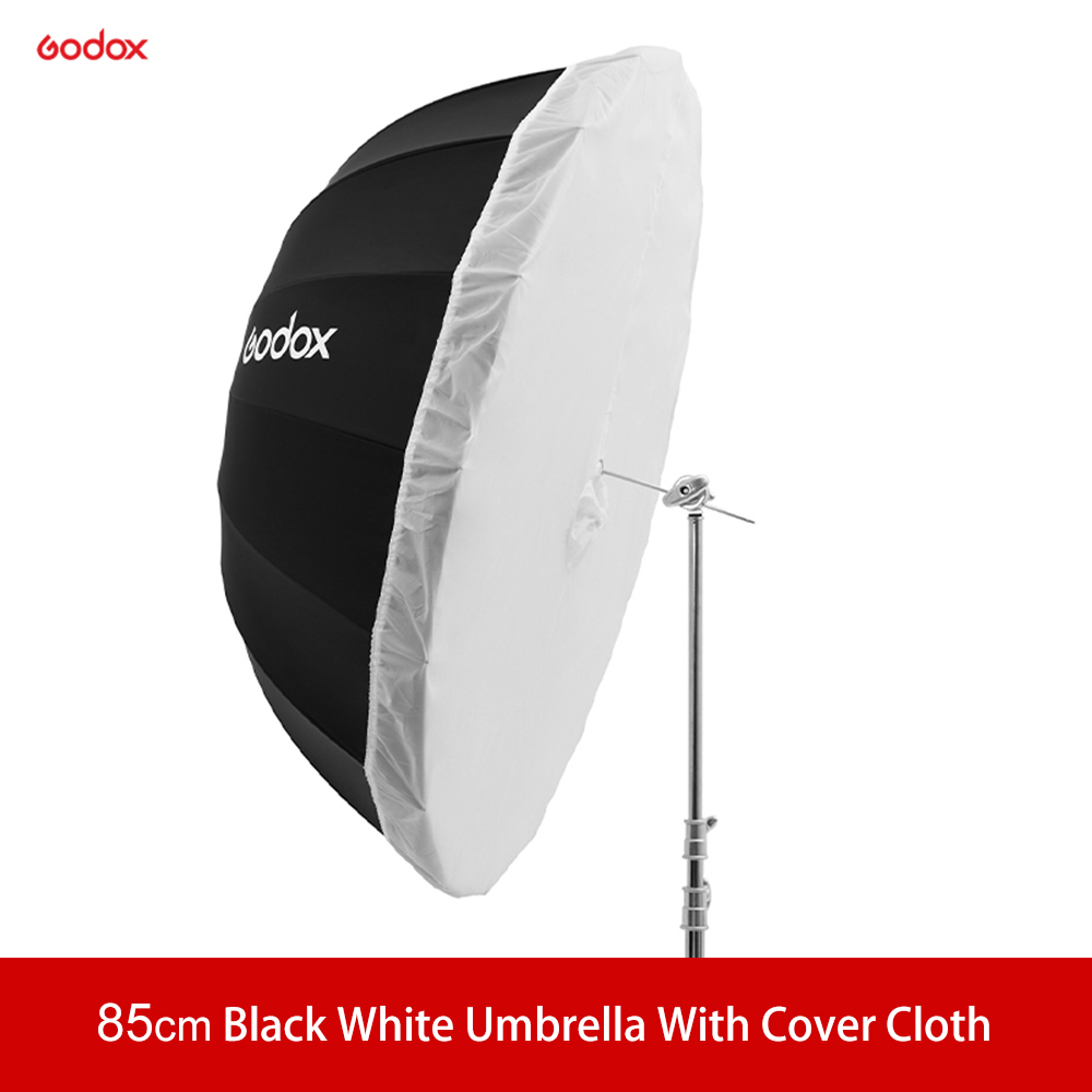 Godox UB-85W 33.5in85CM Paraplu Studio Licht Umb Rellaparabolic Zwart Wit Reflecterende Met Zwart Zilver Diffuser Cover Doek: Black