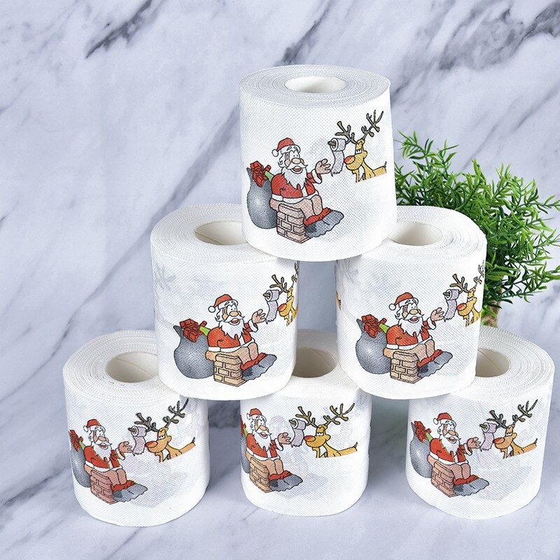 Söpö Jouluaiheinen WC-paperi Joulupukki ja Lumihiutale 2 Kerrosta 10x10cm Sekapuu