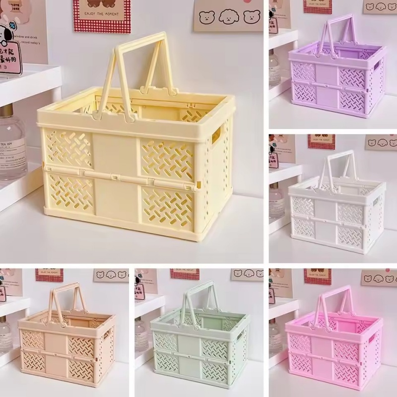 Panier de rangement Pastel pliable, grande boîte de rangement pliable avec poignée pour la cuisine, le salon et l'organisation du bureau, 1 pièce