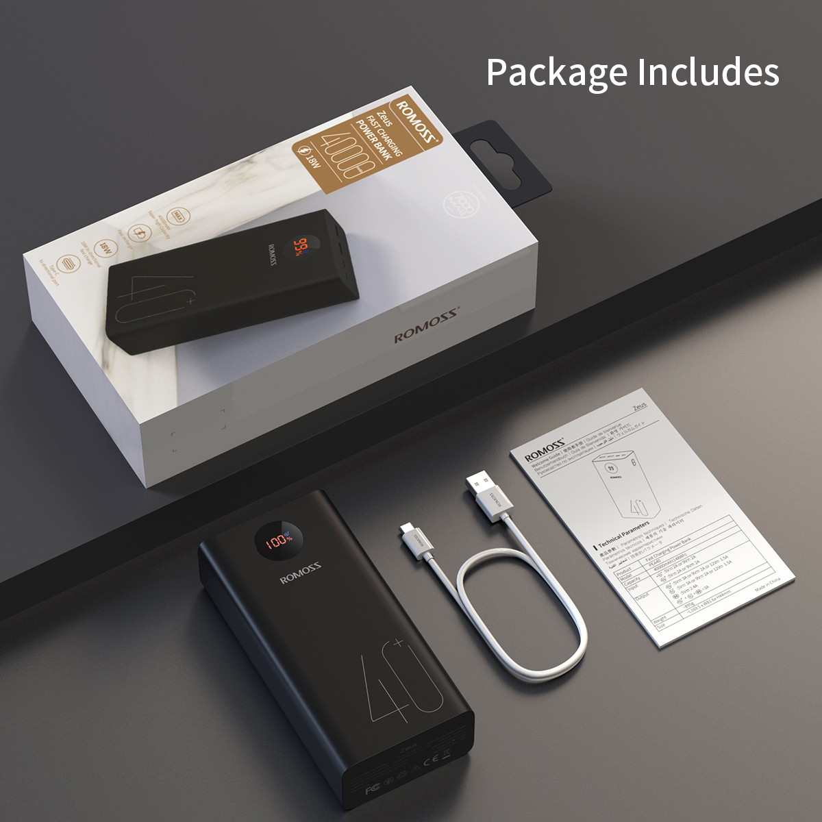 Romoss Power Bank 40000mAh Portable Charging Poverbank Mobile Phone External Battery Fast Charger Powerbank For IPhone 13 Xiaomi