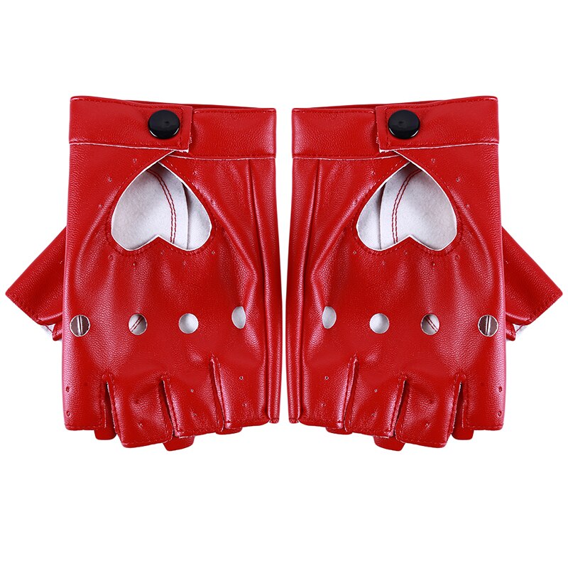 1 Paar Unisex Pu Lederen Vingerloze Handschoenen Voor Vrouwen Solid Vrouwelijke Half Vinger Rijden Vrouwen Mannen Mode Transport Motor Punk handschoenen