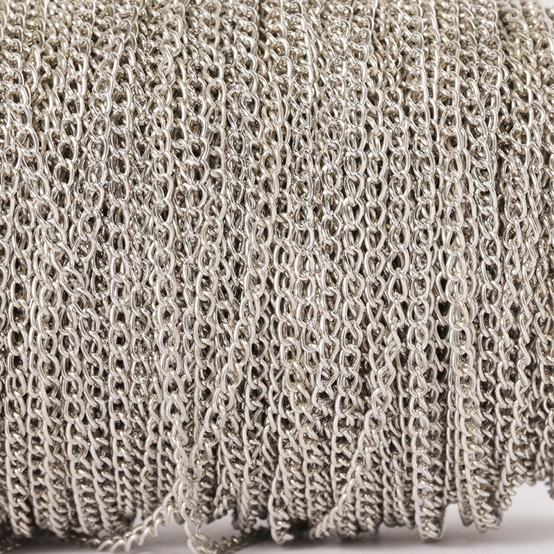 Cadena plana en forma de O de 2 metros, cadena de Metal fina extendida de 2,5/3,5/4,5mm, collar DIY, cadena para el cuerpo, accesorios de cadena para hacer joyas: L / Azul