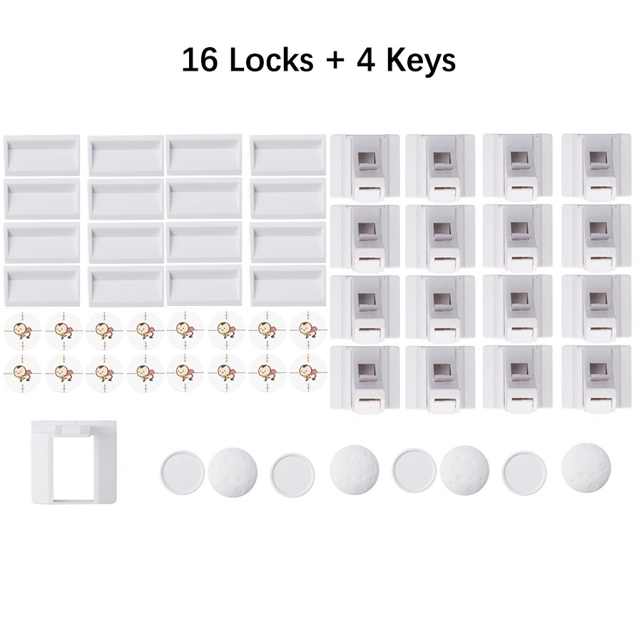 Children Lock Baby Safety Magnetic Lock Child Protection Kids Drawer Locker Security Cupboard Cabinet Locks 4/8pcs lock+1/2key: 16 locks 4 keys