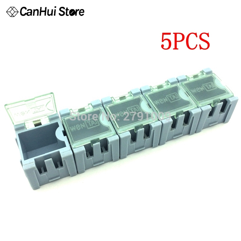 DIY Gereedschap Verpakking Elektronische Componenten Schroef Opbergdoos Verwijderbare Opslag SMD SMT Sieraden Werkzeug Fall: 1Number Blue 5PCS