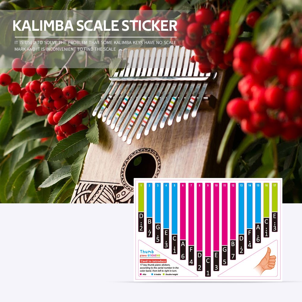 1 pçs kalimba escala adesivo polegar dedo piano nota chave adesivos para iniciante aprendiz percussão instrumento musical acessórios