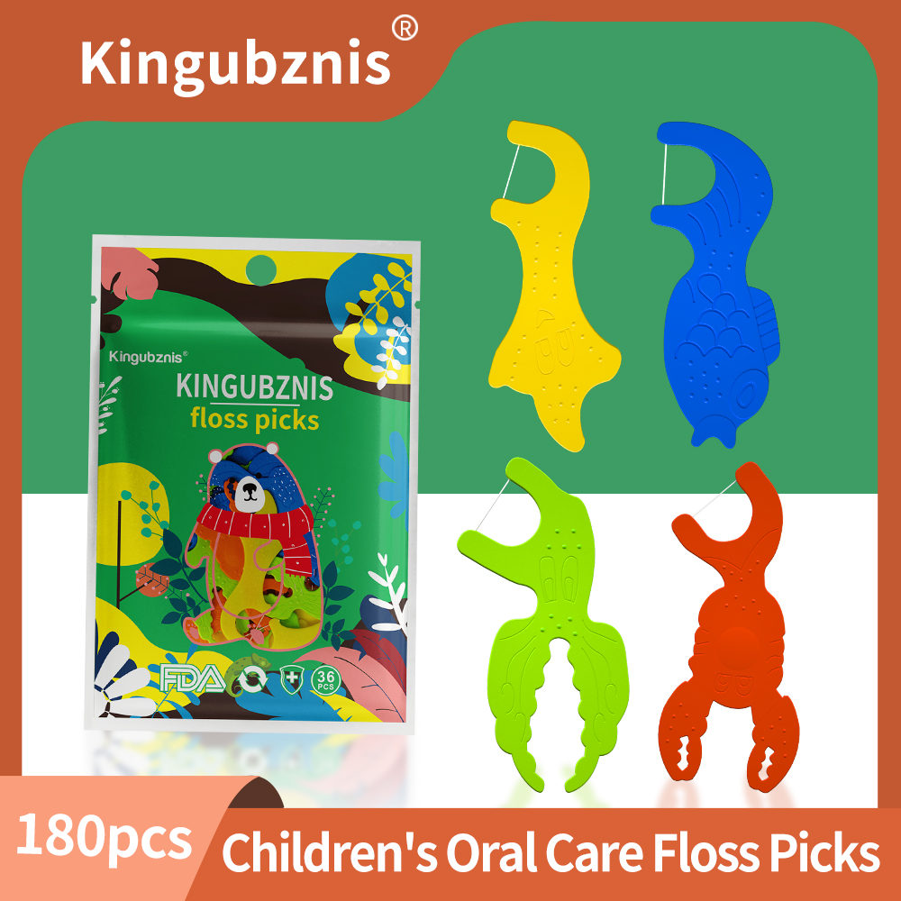 Kingubznis 180pz filo interdentale per bambini ragazzo pulito tra i denti simpatico cavalla a forma di animale filo interdentale er stuzzicadenti con filo