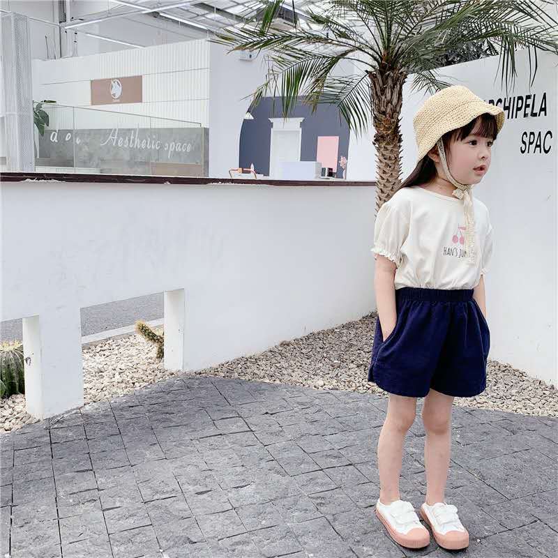 Kinderkleding Zomer Meisjes Koreaanse Zomer Print Cherry Korte Mouwen T-shirt