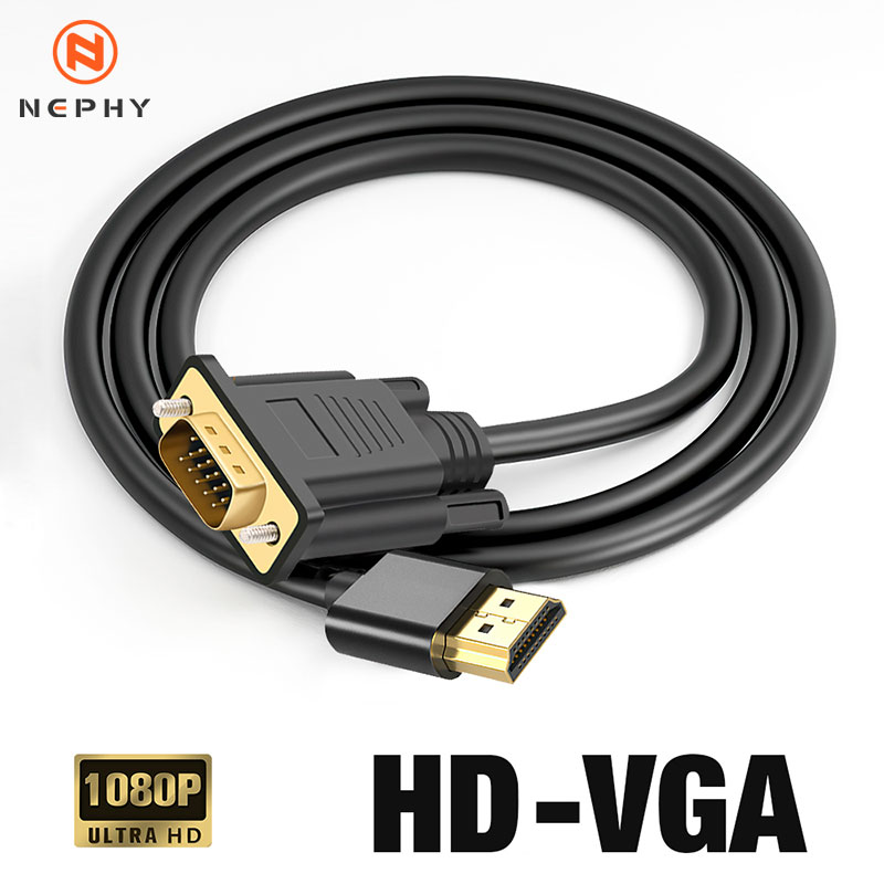 Cable adaptador HDMI Compatible con VGA 1080P, convertidor de vídeo activo macho a VGA macho para PC y portátil, 0,5 m, 10m