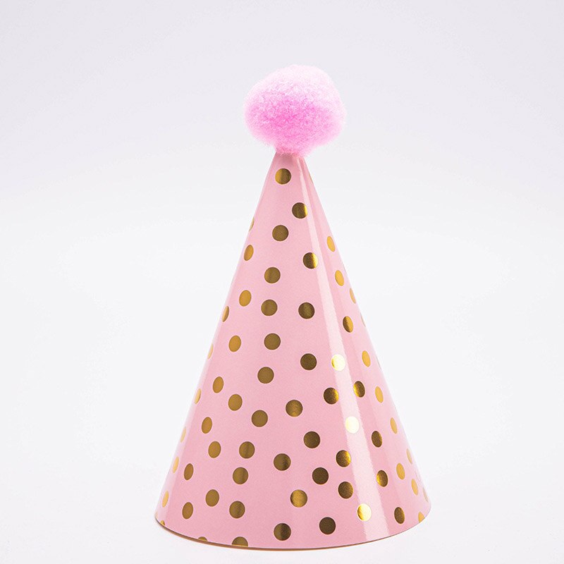 10 stücke Glücklich Geburtstag Hüte Polka Punkt Filz Pompoms Papier Kegel Kappen Baby Dusche Erwachsene freundlicher Geburtstag Party Dekoration Supplie: L-1-34