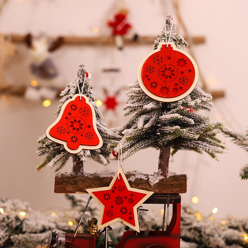Kerstboom Ornamenten 3 Stuks Opknoping Hangers, Leuke Houten Hangers Kerst Decoraties Voor Huis Kantoor, rood/Groen/Wit
