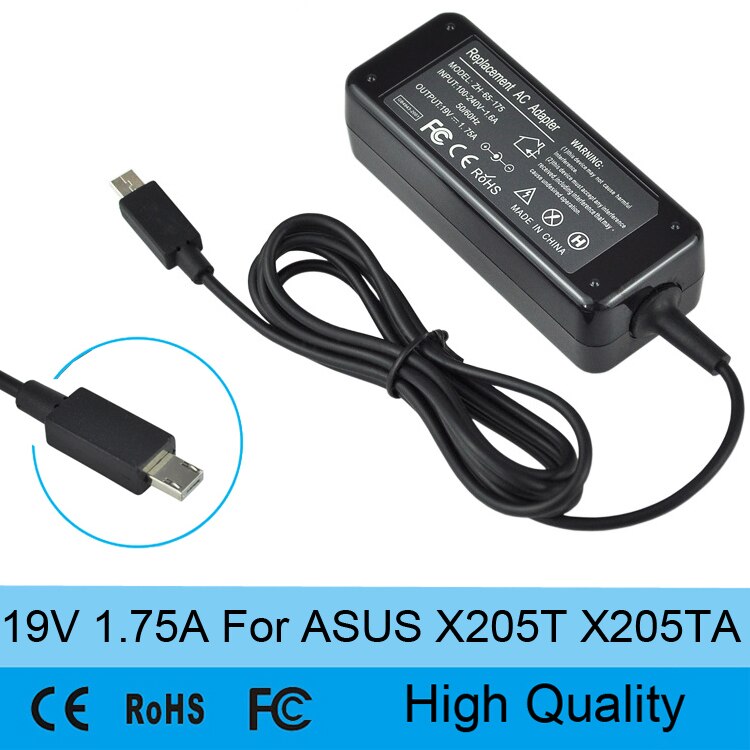 19v 1,75 a laptop power adapter cable charger for 33w eeebook  x205t x205ta