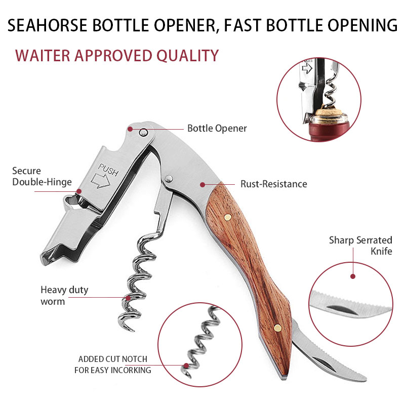 Sacacorchos para camareros, abridor de botellas y cortador de papel de aluminio, para amantes del vino