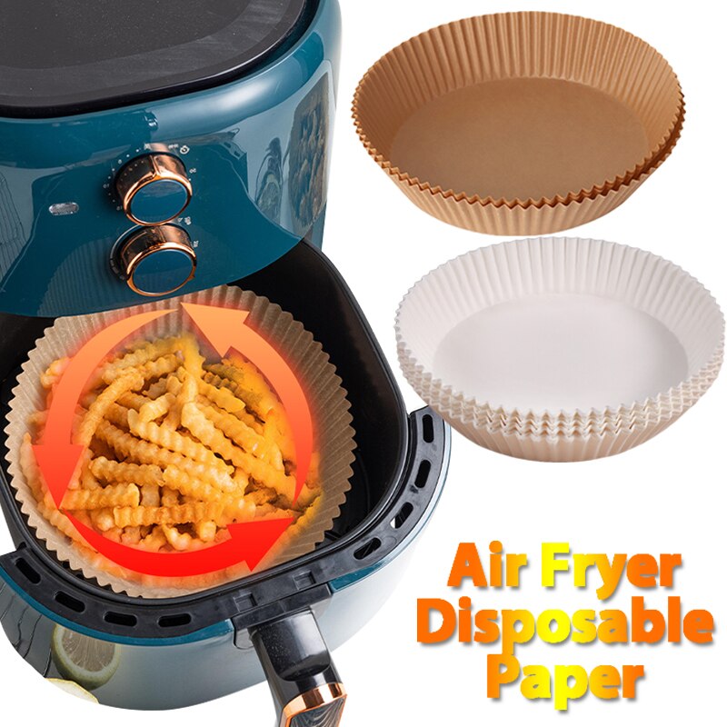 50 stk airfryer engangspapirforing non-stick måtte dampkoger rund papir bagemåtter køkken airfryer bagetilbehør
