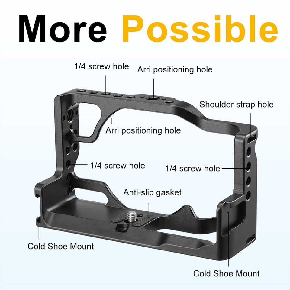 Aluminium Camera Kooi voor Canon M6 Mark II met Koud Schoen + 1/4 Draad Gat voor Top Handvat Monitor microfoon LED Licht