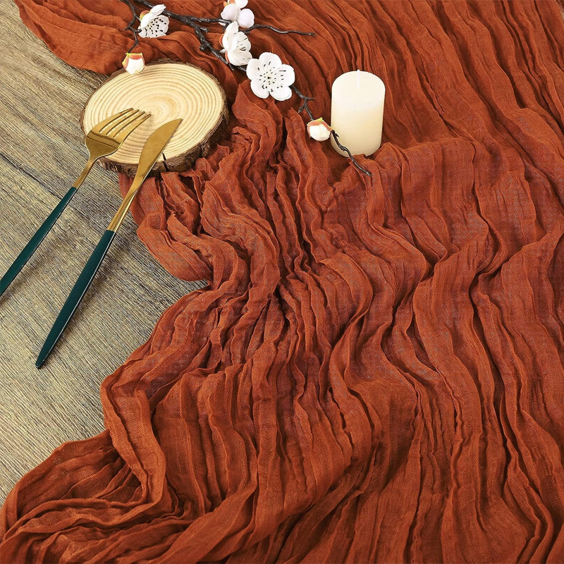 90 x 400cm halvtransparent gasbinda bordslöpare matsal vintage bröllop brud jul banketter fest valv tårtdekoration