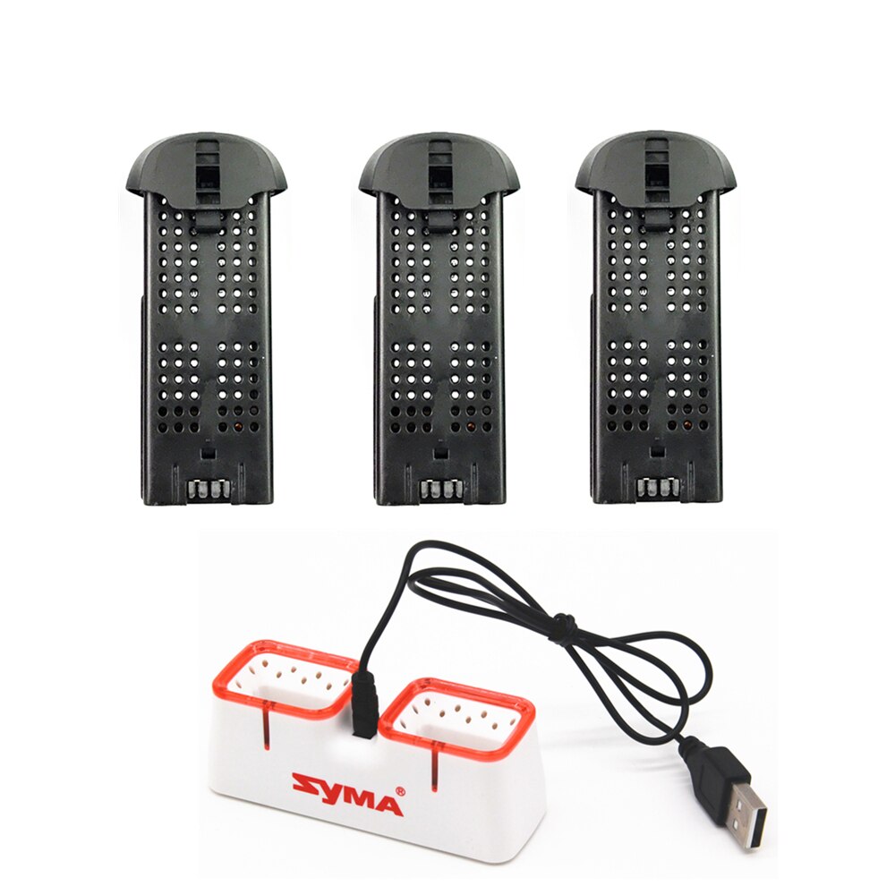 Syma-batería Lipo X22 / X22w Original para Dron, batería de 3,7 V y 400mAh con cargador, recambios de cargador, accesorios para cuadrirrotor RC, batería de 3,7 V y 400mAh: 3Black with Charger