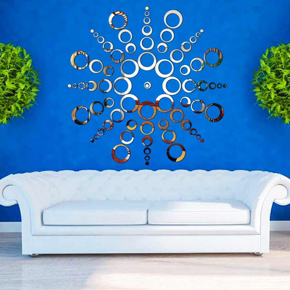 24Pcs 3D Stickers Circle Dot Round Mirror Effect Wall Stickers DIY Living Room Dining Table Background Decal Home Decoration