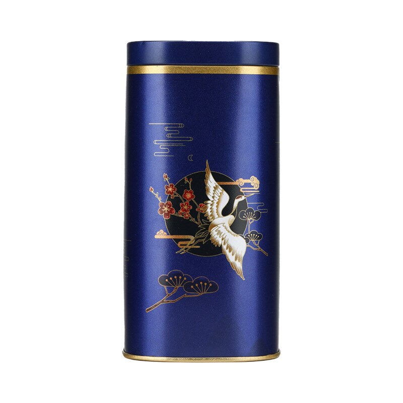 Tea Airtight Container Chinese Style Exquisite Tinplate Storage Tank Tea Packaging White Tea Longjing Black Tea Sealed Tin Can: blue