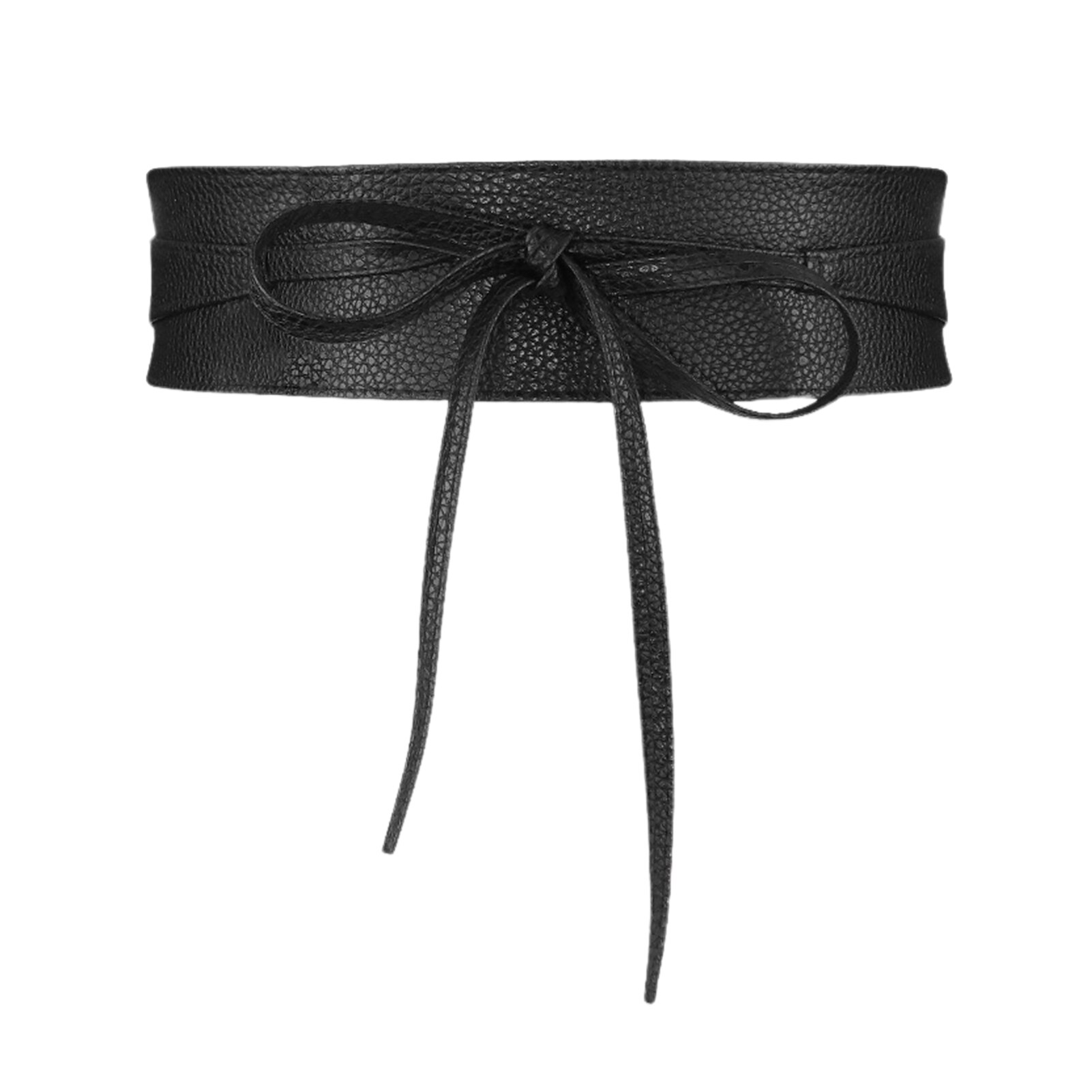 Dress Decor Wide Wrap Around Belt Corset Clothes Accessories Delicate Bowknot Tie Women Waistband Lightweight PU Leather: black