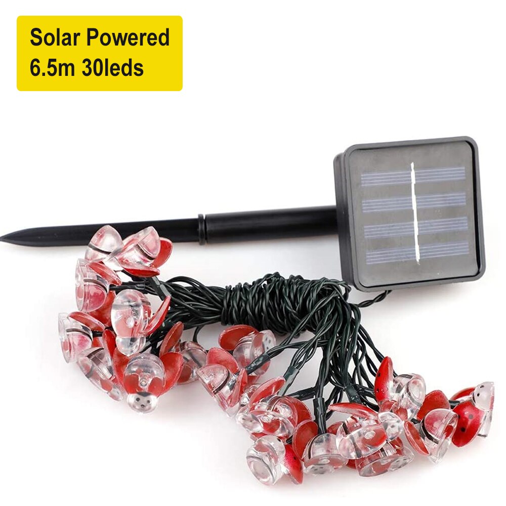 30/20/10leds biedronka łańcuchy świetlne słoneczny/zasilany z baterii zewnętrzne fantazyjne lampy doprowadziło na ślub boże narodzenie Dom girlanda na przyjęcie wystrój: Solar 6.5M 30leds