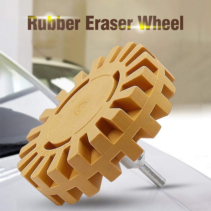 4 Pack Car Decal Remover Kit Set, Including Chenille Glove/Scraper/ 4 Inch Rubber Eraser Wheel/Drill Adapter Kit