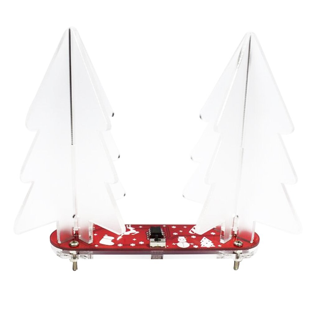 Led Kerstboom E-Learning Kit Full Color Led Licht 3D Kerstboom Zeven Soorten Veranderende Effect: Red transparent