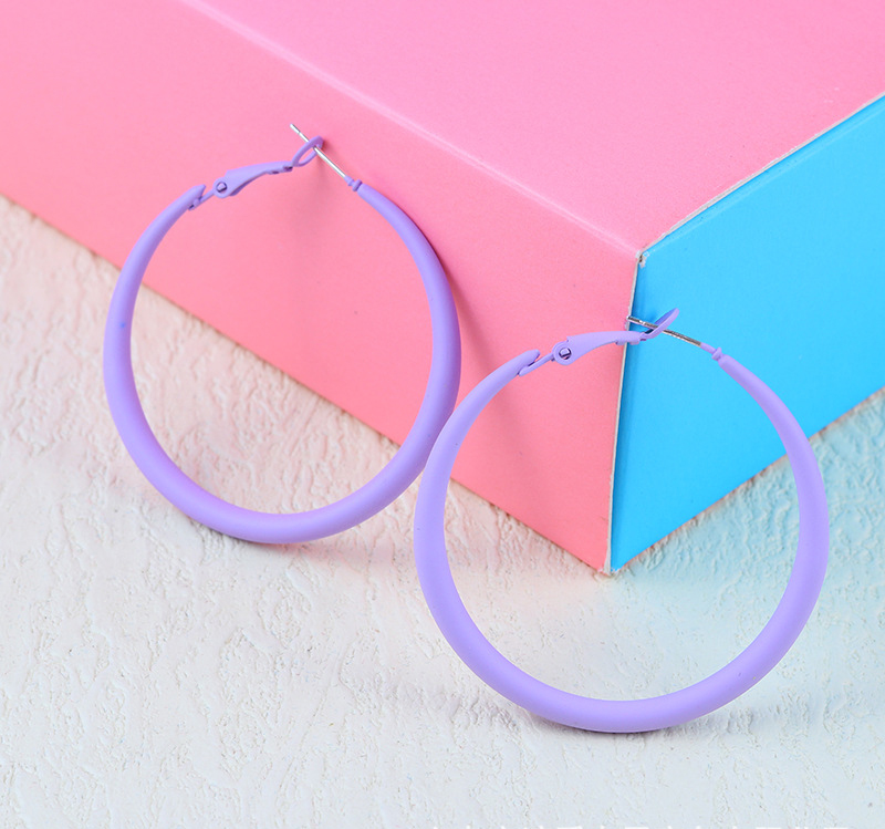 Summer Colorful Neon Hoop Earrings Pink Blue Green Yellow Large Circle Earrings for Women Girl Rock Punk Jewelry: SILVER PLATED