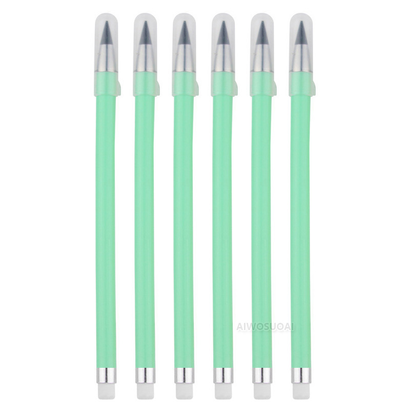 6 unids/set lápiz sin tinta escritura ilimitada sin tinta HB pluma herramienta de pintura para bocetos escuela suministros de oficina para papelería para niños: Verde