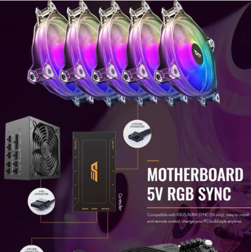Aigo darkflash  cf8 pro dator pc väska rgb fläkt klar ram aura sync 120mm fläktar tyst dator kylning cpu kylare argb led fläkt