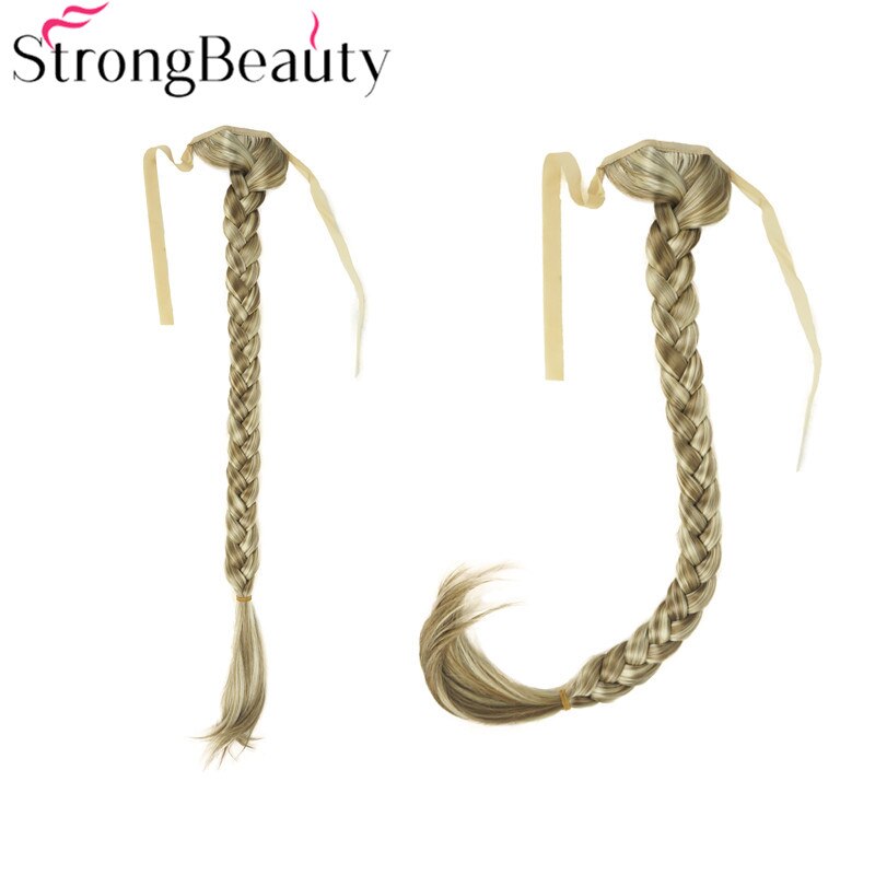Strongbeauty lang fiskehale fletning hestehale forlængelse syntetisk bindebånd hårstykke 16 farver: H16-613