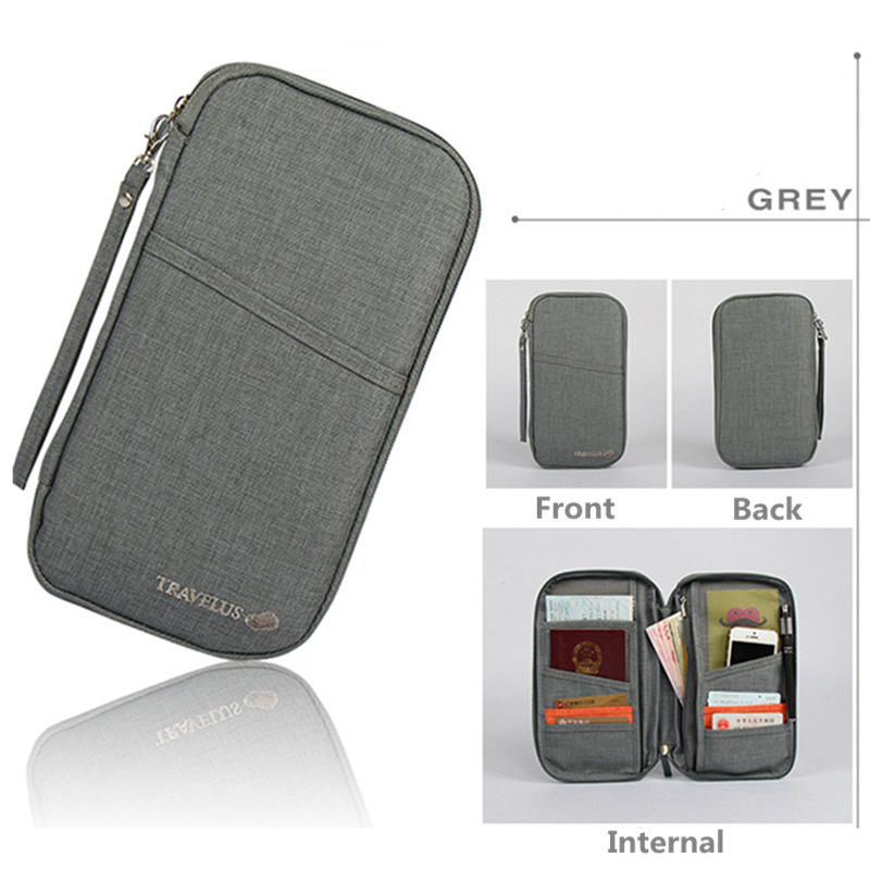 Reizen Reis Document Organizer Portemonnee Paspoort ID Kaarthouder Ticket Credit Card Bag Case: Gray