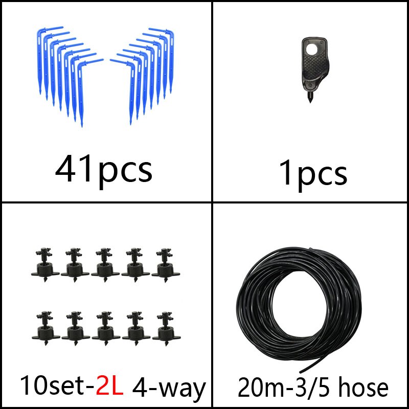 Drivhus drypp vanning 4- vei 3/5mm drypp pil 2- vei sender vanning vanning system for potte hage plen 10 sett /20 sett: 2l
