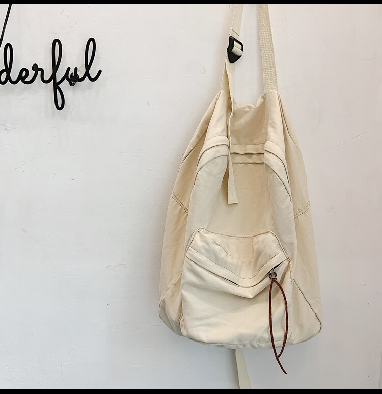 Mochila Retro Para estudiantes de secundaria, bolso universitario japonés de gran capacidad, bolsa de mensajero, bolsa de pecho, riñonera para mujer: Beige