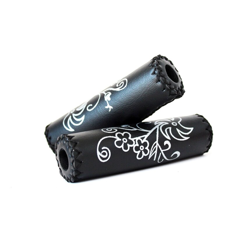 1 Paar Fiets Handvatten Gestikt Leer Mtb Bmx Road Mountain Fietsen Fiets Stuur End Grips