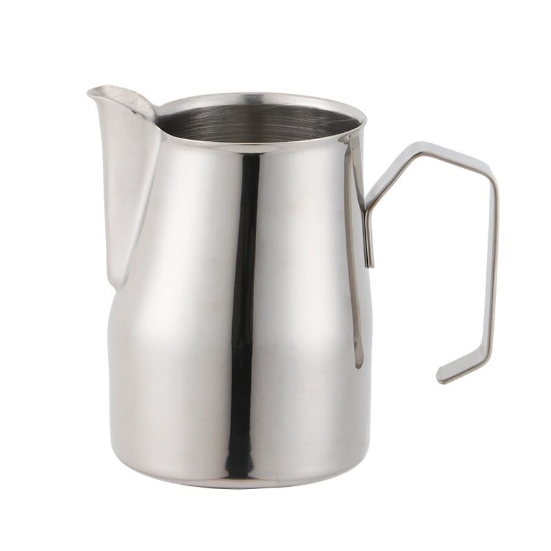 Jarra Espresso humeante, jarra de espuma café con leche de acero inoxidable, Espumador de leche Latte, jarra de leche artística, herramientas para expreso Barista: 500ml-Silver