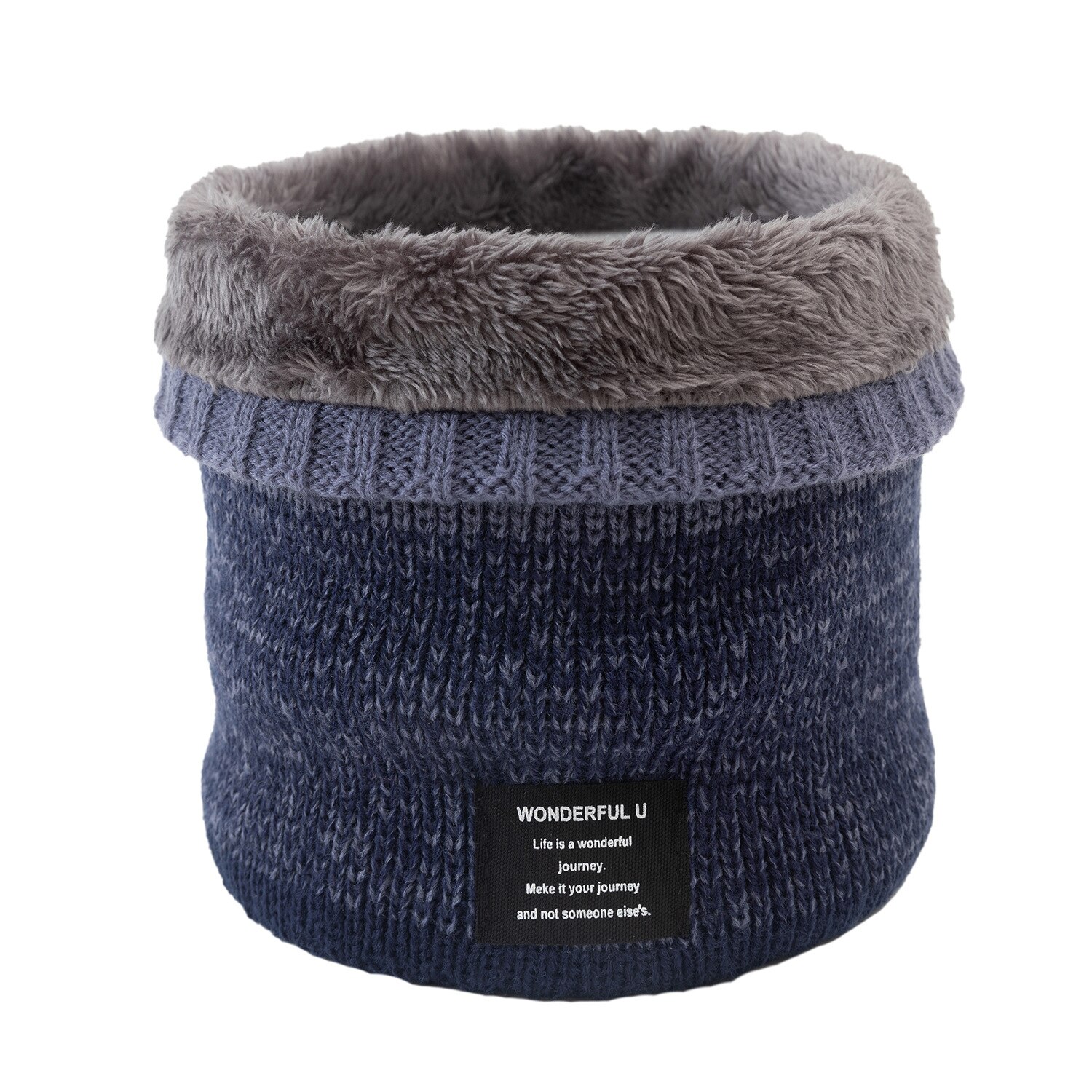 Winter Unisex Warm Knitted Ring Scarf Fleece Inside Elastic Knit Plush Scarves Men Women Thick Warmers Cotton Snood Neck Ring: 1